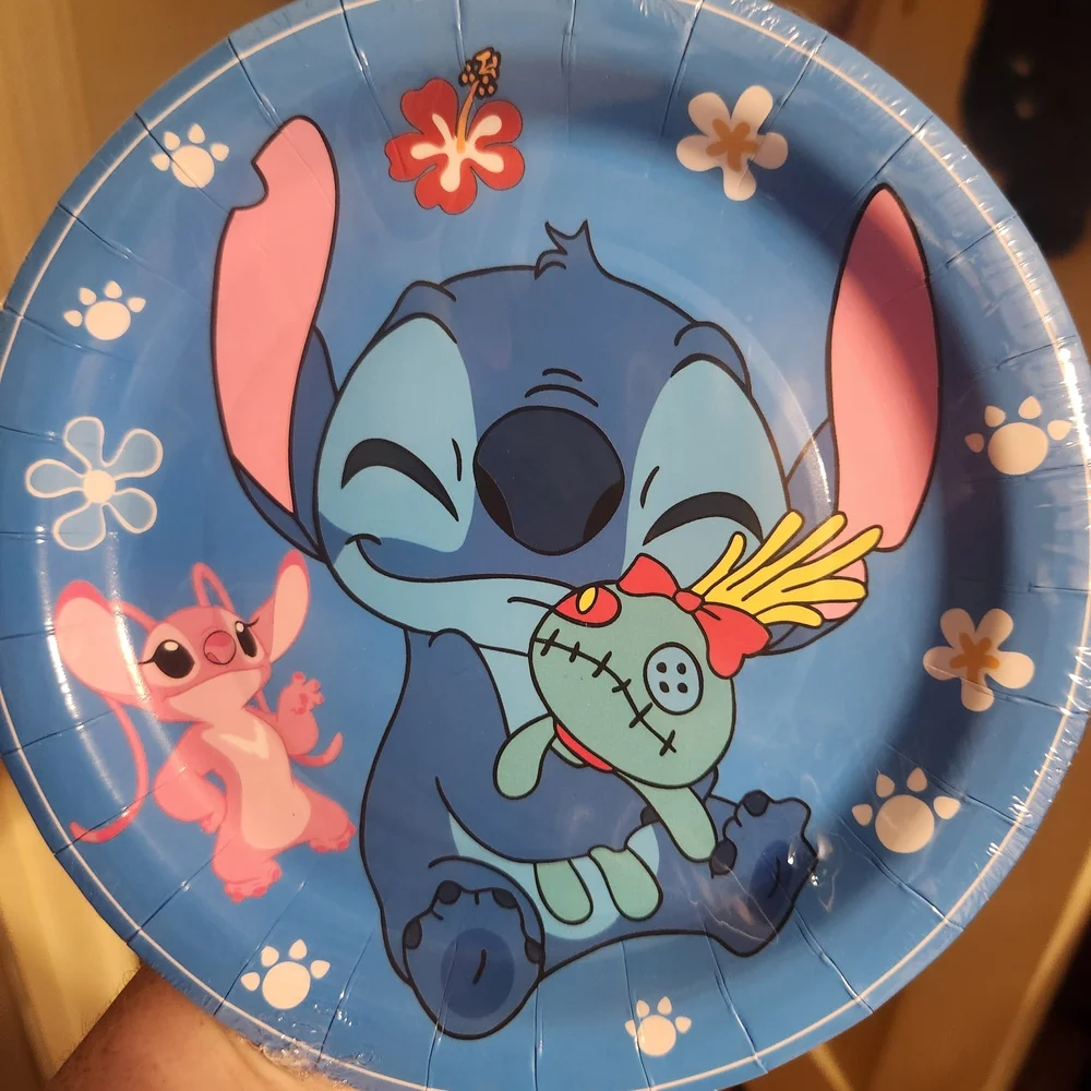 Disney Stitch and Angel Party Supplies Pink & Blue, 30 Plates, Napkins, 1 Table